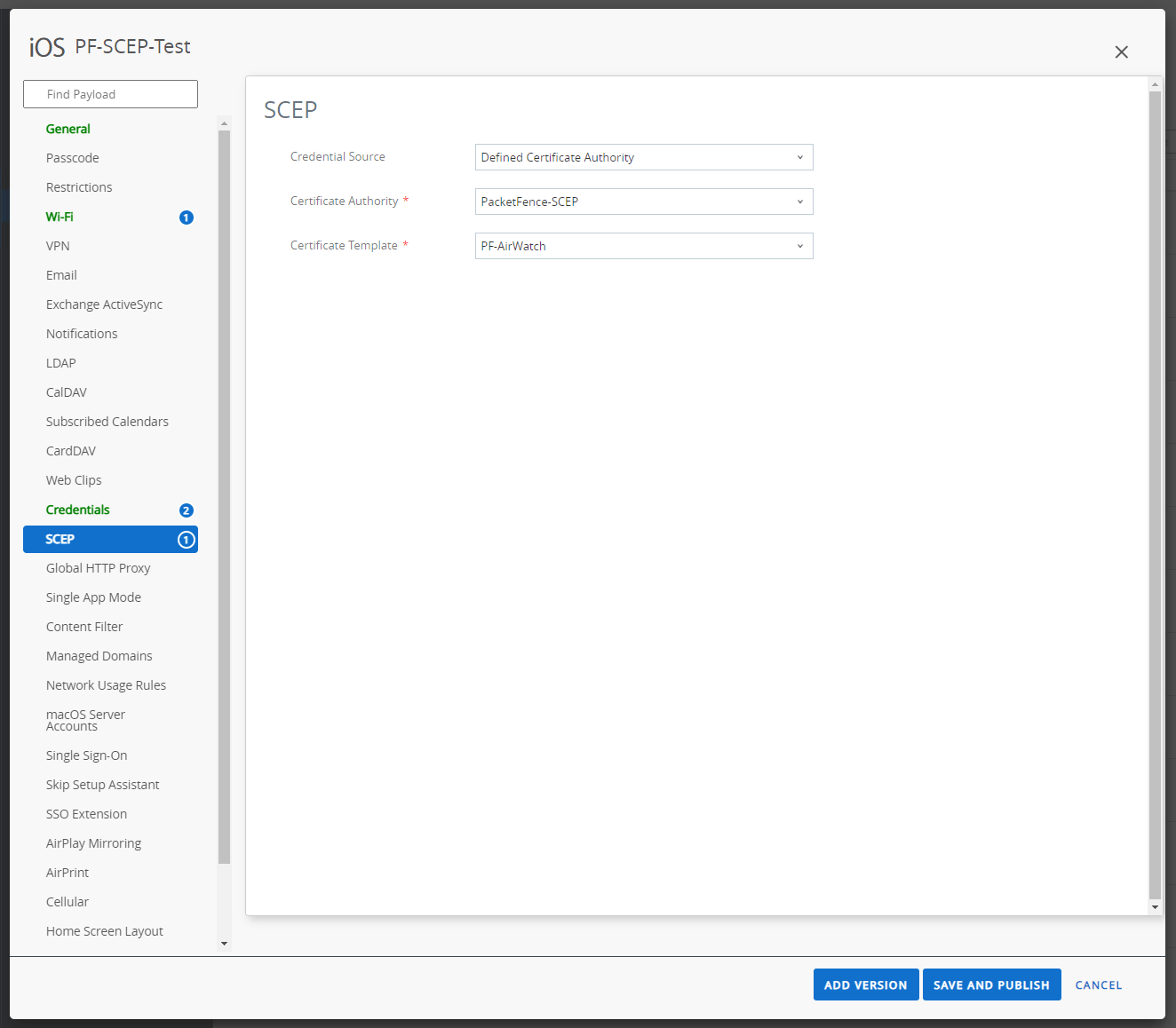 Create the SCEP profile