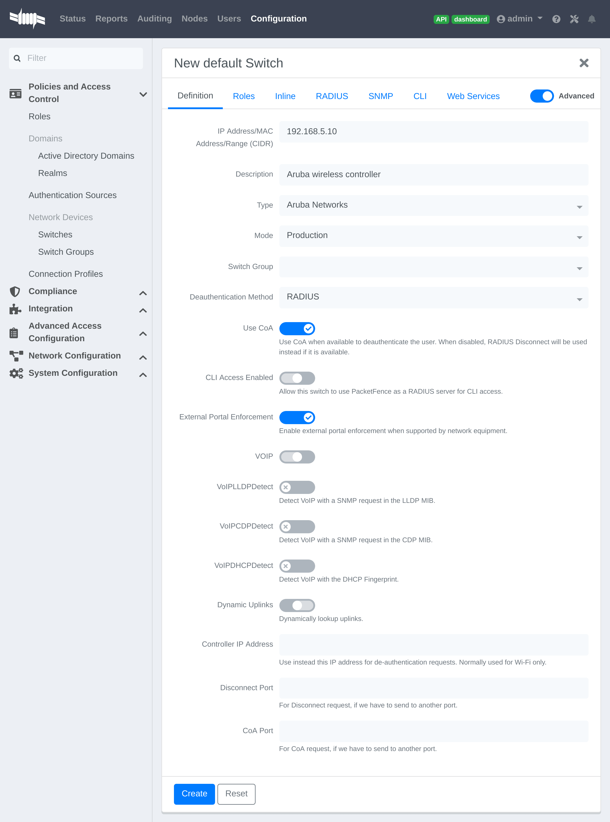 Add Aruba wireless controller