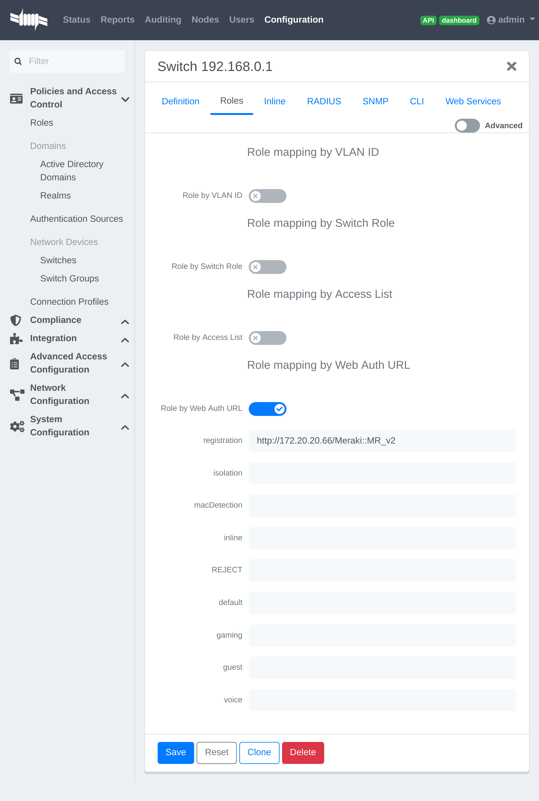 PacketFence URL configuration