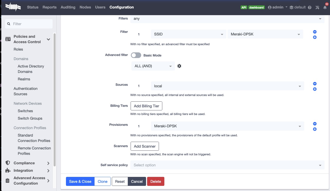 Connection Profile configuration