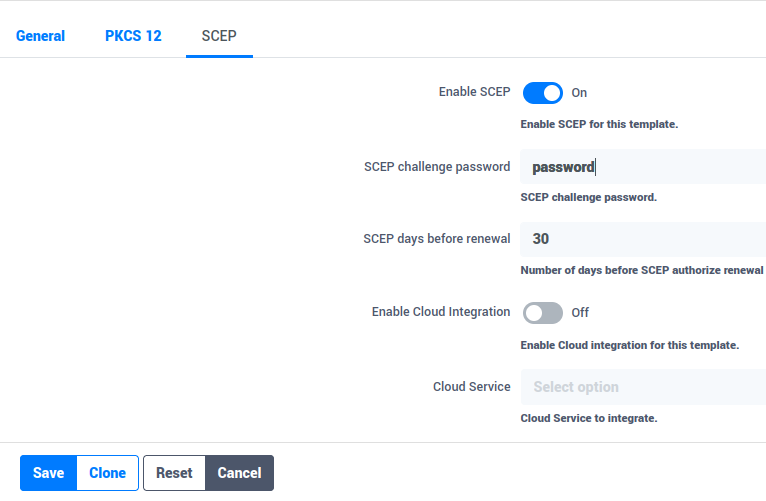 SCEP configuration