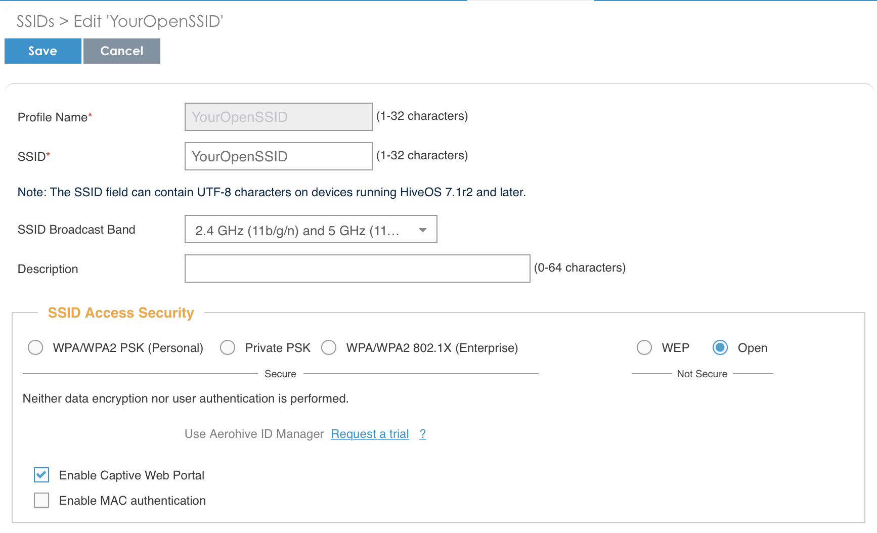 SSID configuration